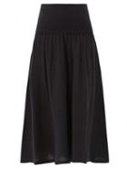 Matchesfashion.com Anaak - Anneka Smocked Cropped Cotton Trousers - Womens - Black