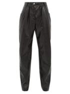 Matchesfashion.com Msgm - High Rise Faux Leather Tapered Trousers - Womens - Black