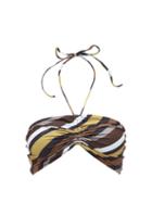 Matchesfashion.com Ganni - Ruched-front Striped Recycled-technical Bikini Top - Womens - Blue Multi