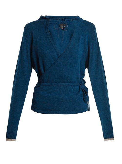 Matchesfashion.com Pepper & Mayne - Hooded Cashmere Wrap Top - Womens - Navy