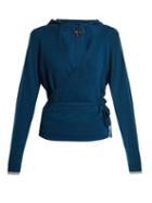 Matchesfashion.com Pepper & Mayne - Hooded Cashmere Wrap Top - Womens - Navy