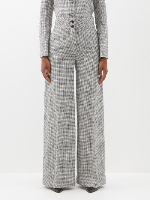 Altuzarra - Rudy Gingham Cotton-blend Wide-leg Trousers - Womens - Black White