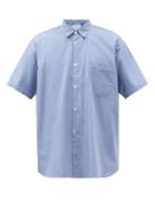 Comme Des Garons Shirt - Striped Cotton-poplin Shirt - Mens - Light Blue