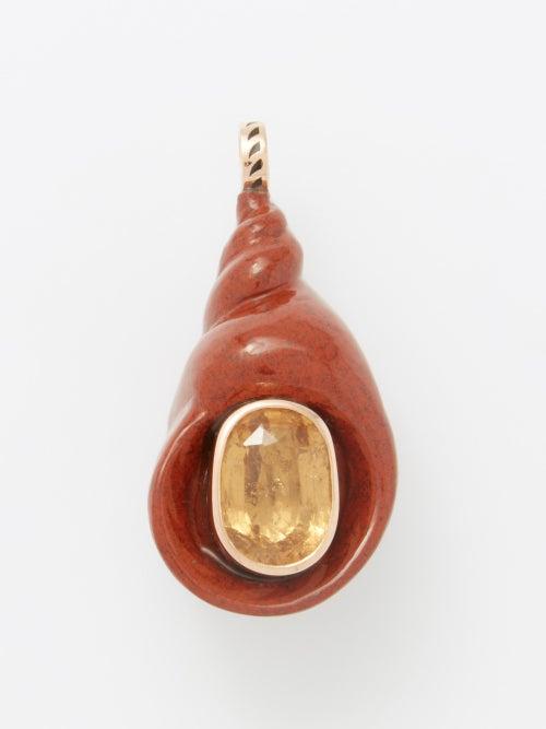 Dezso - Turban Shell Jasper, Garnet & 18kt Rose Gold Charm - Womens - Orange Multi