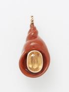 Dezso - Turban Shell Jasper, Garnet & 18kt Rose Gold Charm - Womens - Orange Multi