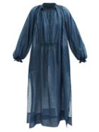 Lee Mathews - Soma Ramie-voile Maxi Dress - Womens - Dark Blue