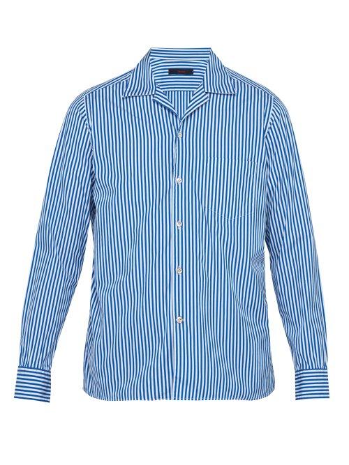 Matchesfashion.com The Gigi - Gemma Cuban Collar Cotton Poplin Shirt - Mens - Blue