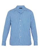 Matchesfashion.com The Gigi - Gemma Cuban Collar Cotton Poplin Shirt - Mens - Blue