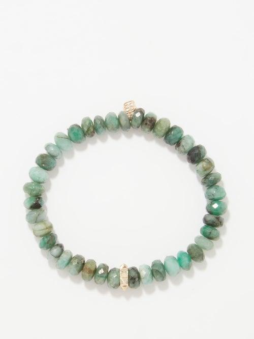 Sydney Evan - Pyramid Diamond, Emerald & 14kt Gold Bracelet - Womens - Green Gold