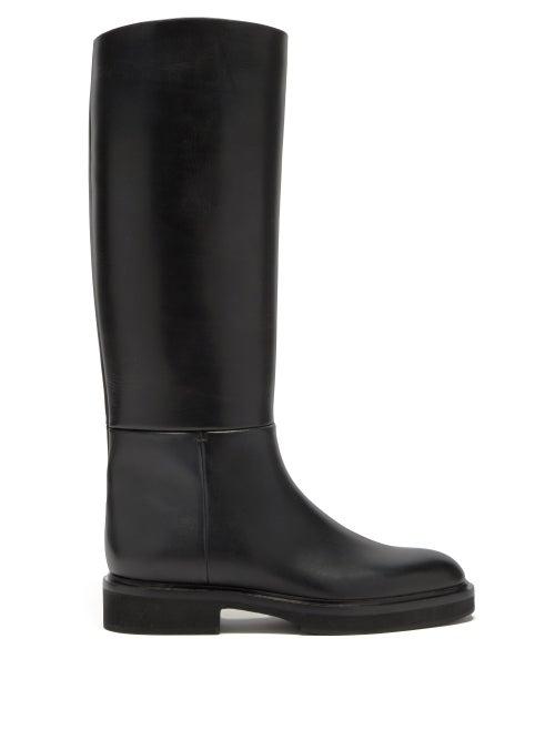 Matchesfashion.com Khaite - Derby Leather Knee-high Boots - Womens - Black