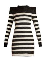 Balmain Striped-knit Micro-sequin Mini Dress