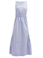 Matchesfashion.com Molly Goddard - Marella Cutout-back Cotton-scuba Midi Dress - Womens - Light Blue