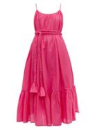 Matchesfashion.com Rhode - Lea Tiered Cotton Voile Dress - Womens - Pink