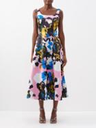 Christopher Kane - Mindscape Camouflage-print Satin Midi Dress - Womens - Pink Multi