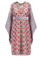 Matchesfashion.com D'ascoli - Baku Geometric Print Tie Waist Cotton Dress - Womens - Red Print