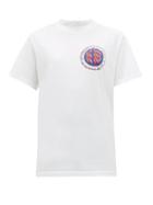 Matchesfashion.com Martine Rose - Exposed Seam Logo Print Cotton T Shirt - Womens - White Multi