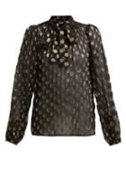 Matchesfashion.com Dolce & Gabbana - Polka Dot Fil Coup Silk Blend Blouse - Womens - Black Gold