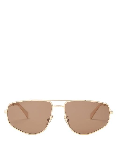 Matchesfashion.com Celine Eyewear - Aviator Metal Sunglasses - Womens - Gold