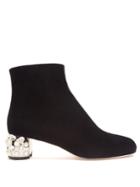Miu Miu Embellished Block-heel Velvet Boots