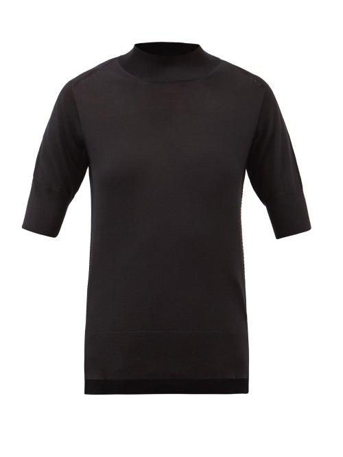 Jil Sander - Side-slit Knitted Sweater - Womens - Black