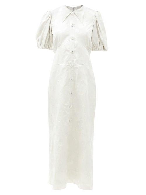 Matchesfashion.com Erdem - Antonetta Metallic Floral Fil-coup Jacquard Dress - Womens - Silver