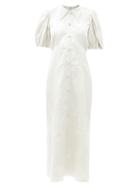 Matchesfashion.com Erdem - Antonetta Metallic Floral Fil-coup Jacquard Dress - Womens - Silver