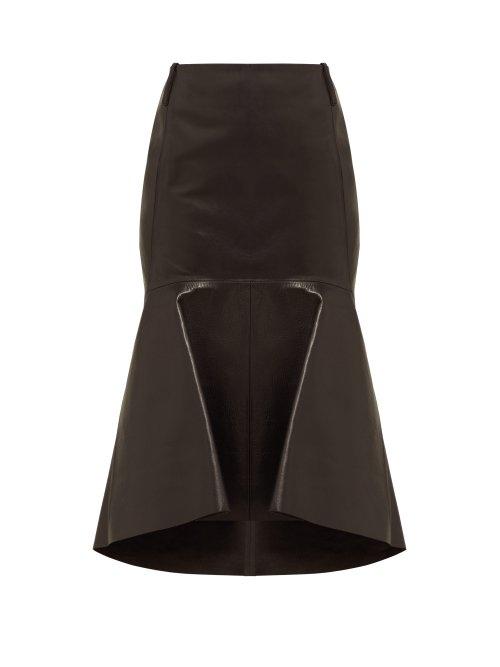 Matchesfashion.com Balenciaga - Fishtail Hem Leather Skirt - Womens - Black