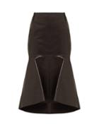 Matchesfashion.com Balenciaga - Fishtail Hem Leather Skirt - Womens - Black