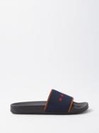 Marni - Logo-jacquard Canvas And Rubber Slides - Mens - Black