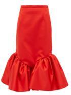 Matchesfashion.com Christopher Kane - Cupcake Ruffled Hem Silk Satin Skirt - Womens - Red