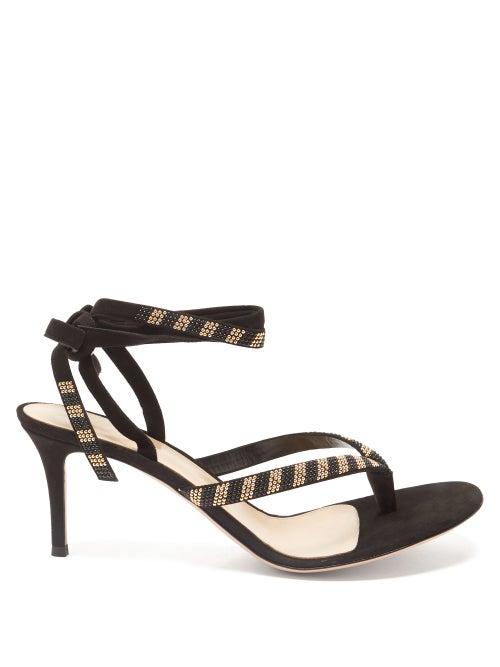 Matchesfashion.com Gianvito Rossi - Gladiator 70 Beaded Suede Sandals - Womens - Black Multi