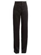 Matchesfashion.com Loewe - High Rise Straight Leg Satin Tuxedo Trousers - Womens - Black