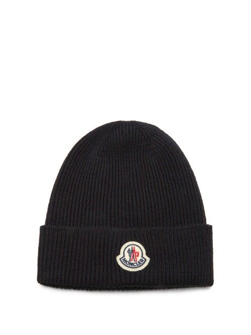 Matchesfashion.com Moncler - Logo-patch Ribbed Wool Beanie Hat - Mens - Black