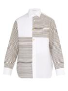 Matchesfashion.com Jw Anderson - Patchwork Breton Stripe Cotton Shirt - Mens - White