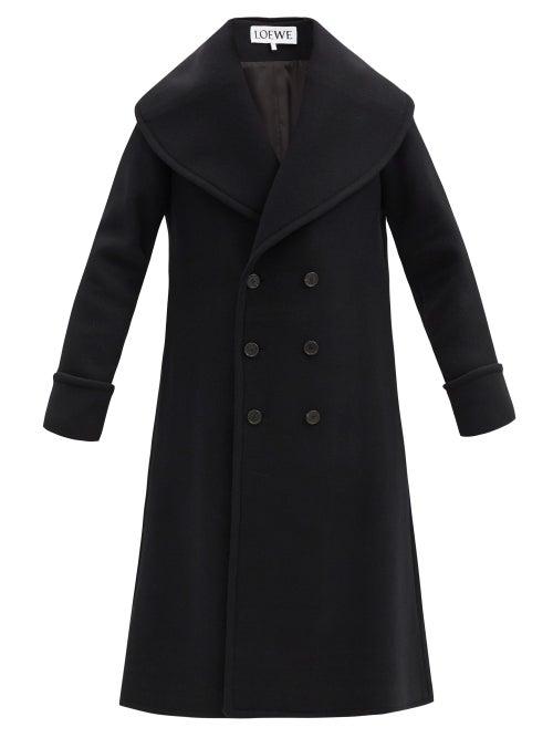 Matchesfashion.com Loewe - Double-breasted Wool-blend Overcoat - Mens - Black