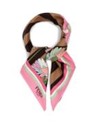 Matchesfashion.com Fendi - Floral-print Silk Scarf - Womens - Pink