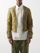 Greg Lauren - Collarless Cropped Quilted-shell Jacket - Mens - Green