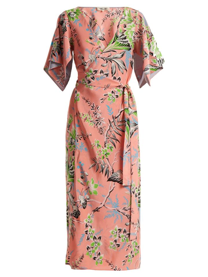 Diane Von Furstenberg Floral-print V-neck Silk Wrap Dress