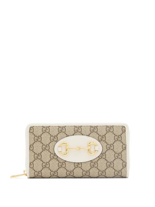 Matchesfashion.com Gucci - 1955 Horsebit Gg Supreme Canvas Wallet - Womens - White Multi