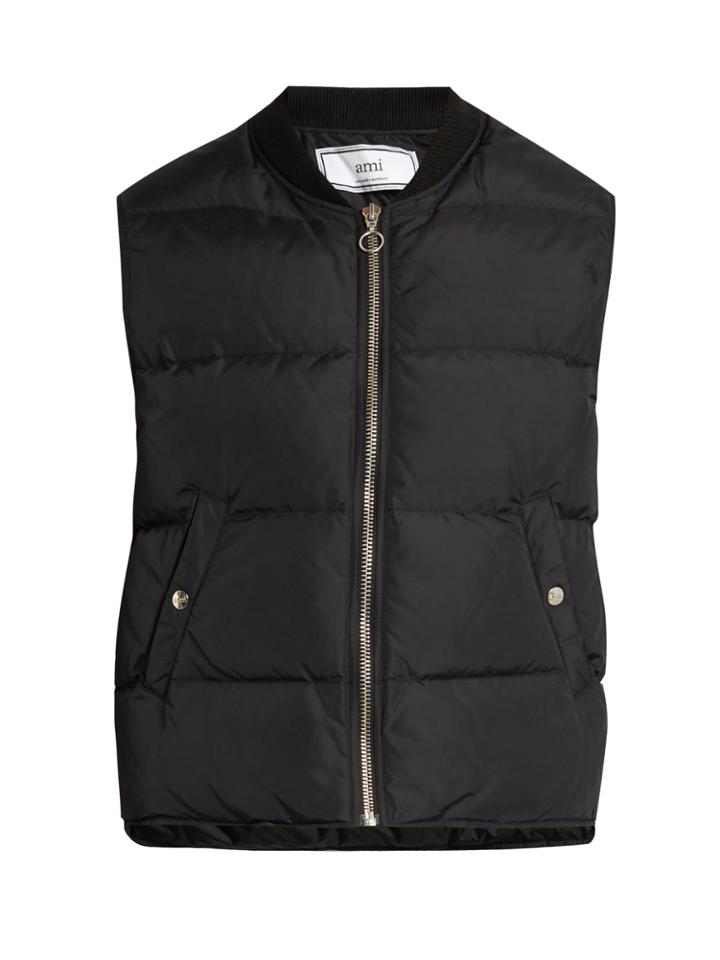 Ami Ribbed-neck Quilted Gilet