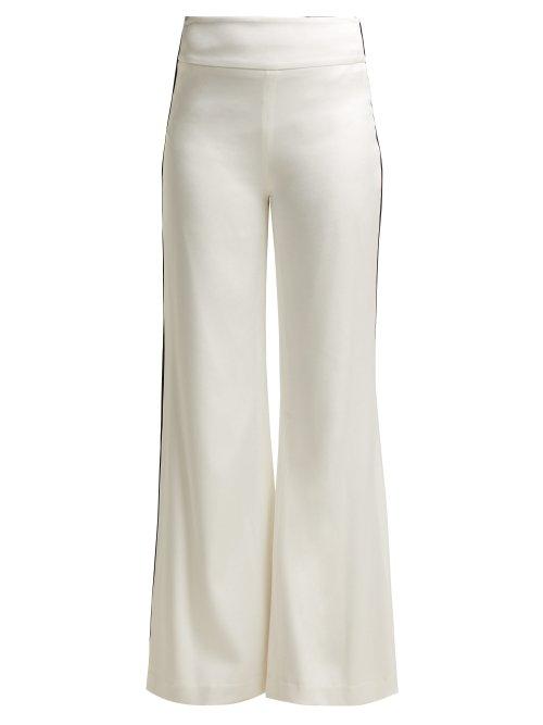 Matchesfashion.com Galvan - Bianca High Rise Wide Leg Satin Trousers - Womens - White Black
