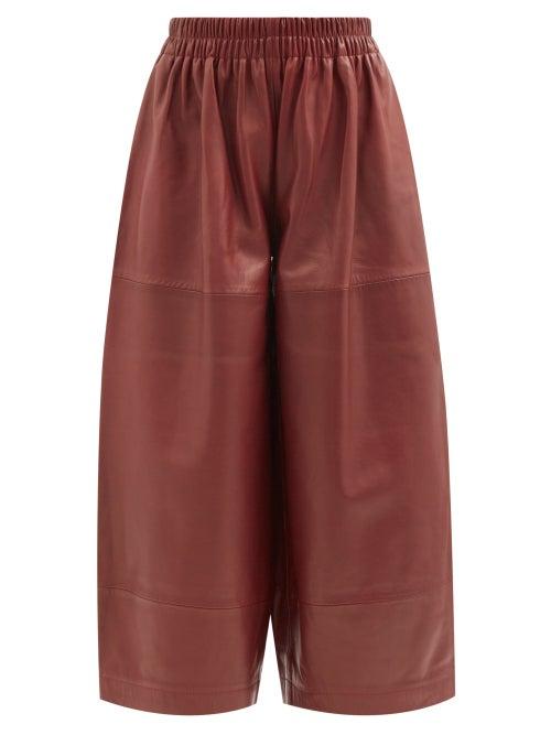 Raey - Wide-leg Leather Trousers - Womens - Burgundy