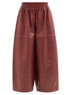 Raey - Wide-leg Leather Trousers - Womens - Burgundy