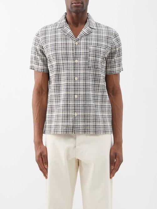 Folk - Patch-pocket Cotton-blend Shirt - Mens - White Black