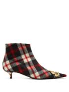 Matchesfashion.com Balenciaga - Tartan Bb Ankle Boots - Womens - Red Multi