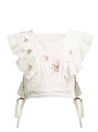 Matchesfashion.com Zimmermann - Heathers Floral Print Embroidered Crop Top - Womens - White Multi