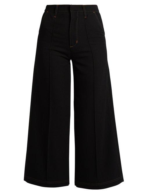 Matchesfashion.com Wales Bonner - Reed High Rise Wool Culottes - Womens - Black