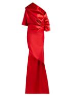 Matchesfashion.com Balenciaga - One Shoulder Draped Satin Gown - Womens - Red