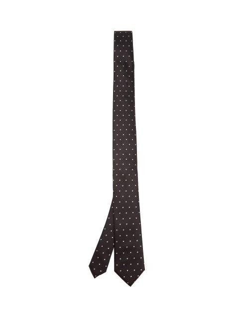 Matchesfashion.com Dolce & Gabbana - Polka-dot Jacquard Silk-faille Tie - Mens - Black