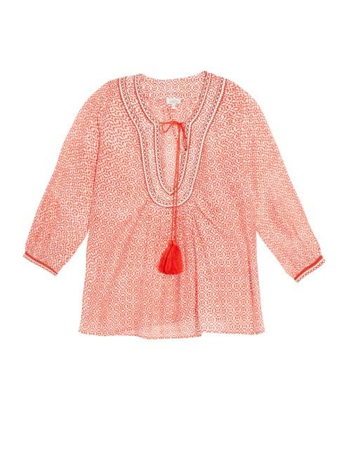 Talitha Moroccan Block-print Tassel Top